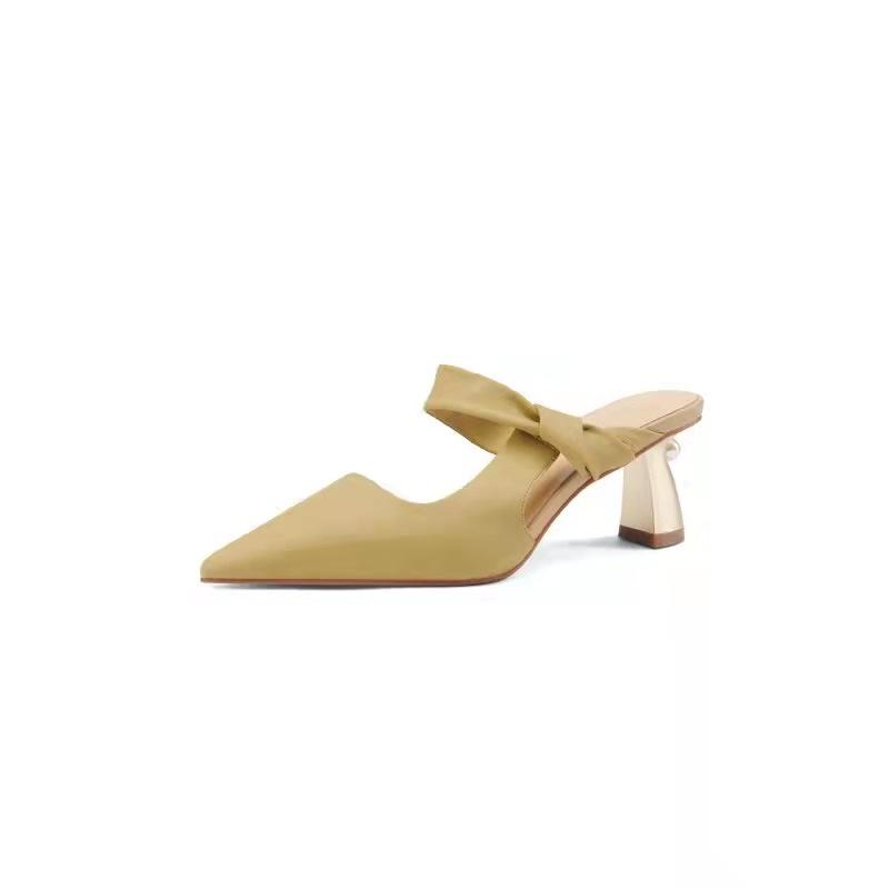 

Dress Shoes Fashion Single High Heels Leather Women's All-match, Army green