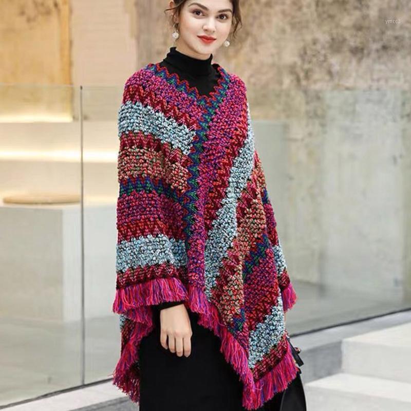 

Scarves Stripe Tassel Knit Shawl For Women Neckerchief Simplicity Scarf Autumn Winter Muffles Knitted Coat