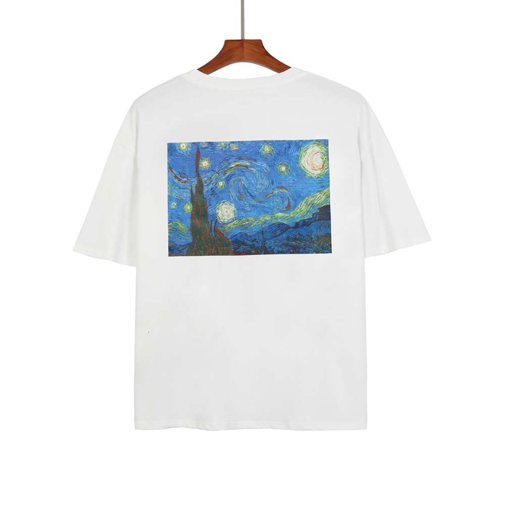 

T shirt painting high street hip hop fog short sleeve T-shirt for men and women, White