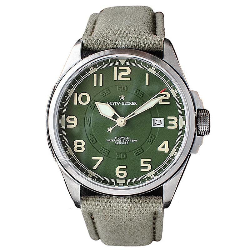 

Wristwatches GUSTAV BECKER Men's Military Watch Super Luminous Automatic Mechanical NH35 Sports Calendar 43mm Case Sapphire Crystal 2021, As pic