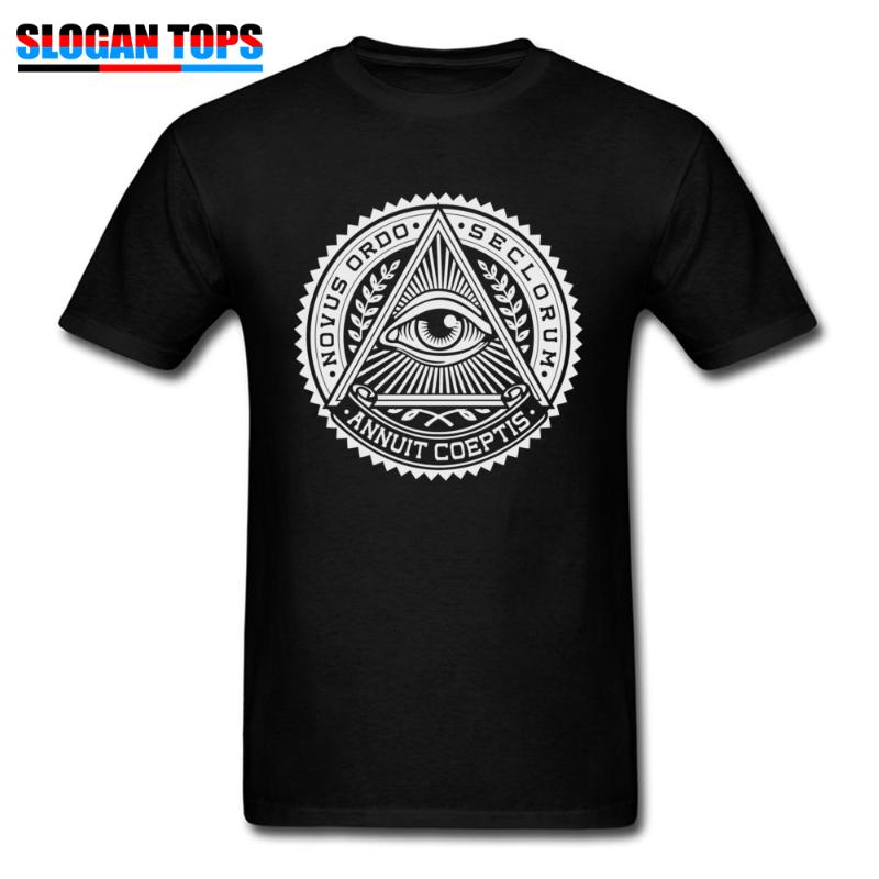 

Cotton Men T-shirt Short Sleeve Eye Of Providence Tshirt All Seeing Geometric Design Tops T Shirts Drop Streetwear Men's T-Shirts, White;black