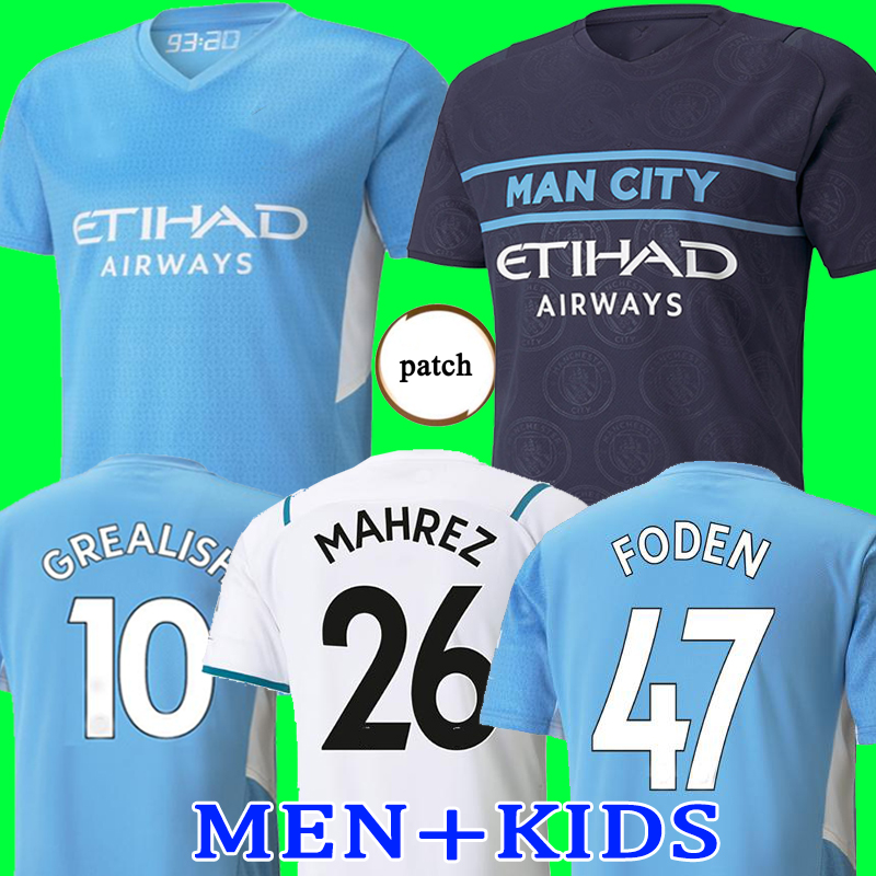 

Top thailand quality Manchester soccer jerseys 21 22 MAN GREALISH CITY STERLING FERRAN DE BRUYNE FODEN 2021 2022 football shirts men + kids kit sets uniform, 21/22 home kids kit