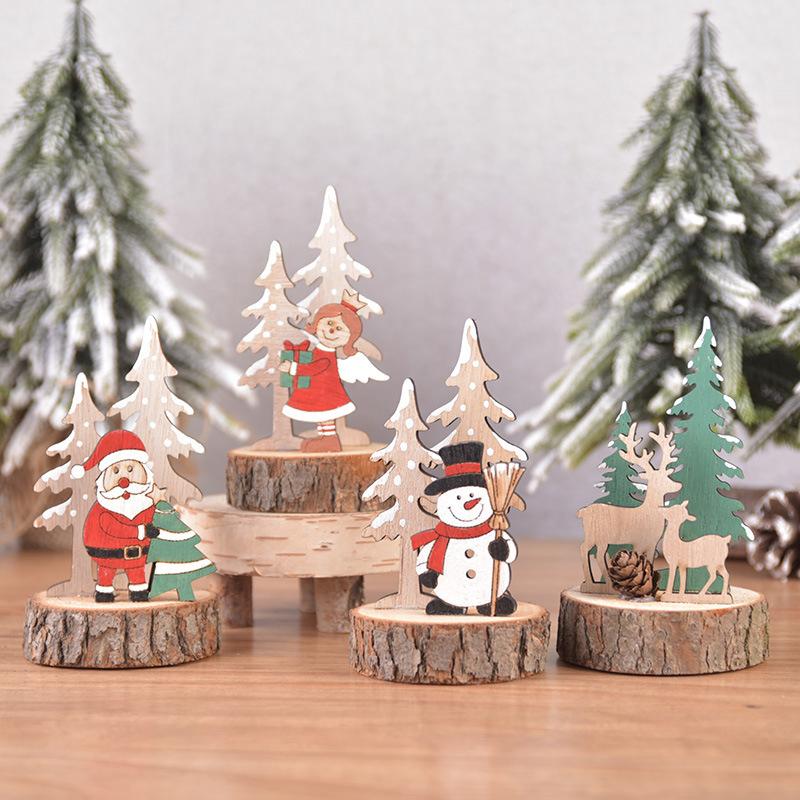 

Christmas Decorations Wooden Ornament 2D Cartoon Figure Silhouette Statue Winter Festival Scene DIY Home Decor Gift For Friends