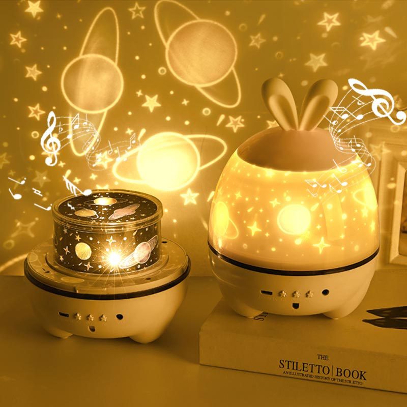 

rechargeable starry projection night-light rabbit for dynamic children projector lamp for baby nursery fourth child decoration birthday