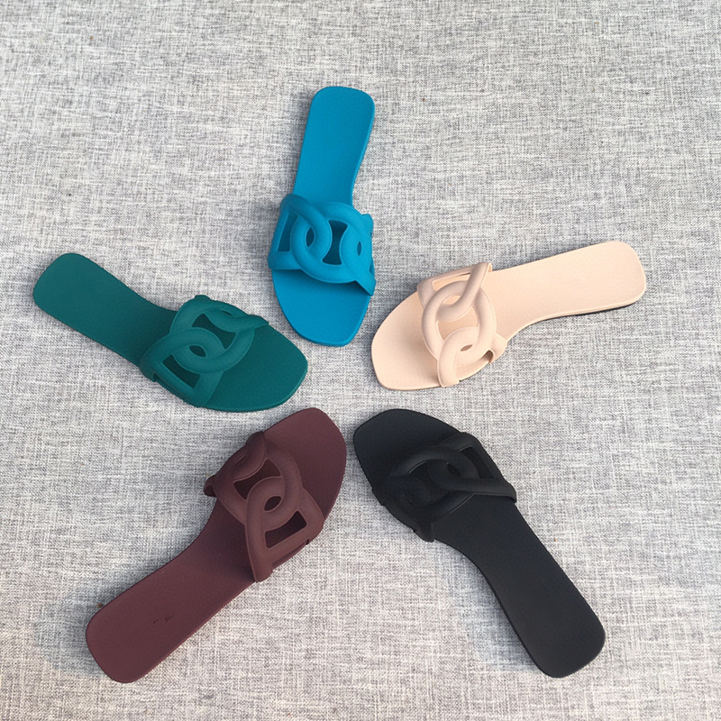 

Designer women sandals ladies luxury Rubber H slippers flat shoe Oran sandal party wedding shoes with box size 35-40 NO322, Color 3