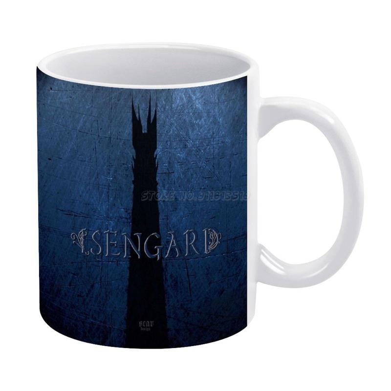 

Mugs Isengard Poster White Mug Vintage Unisex Size Fantasy Movies Wizard Ring Movie Film Books Bookworm