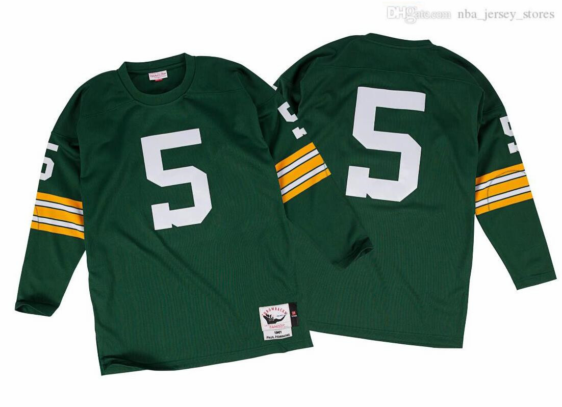 

Stitched football Jersey 5 Paul Hornung 1961 Mitchell & Ness retro Rugby jerseys Men women youth S-6XL, Black;red
