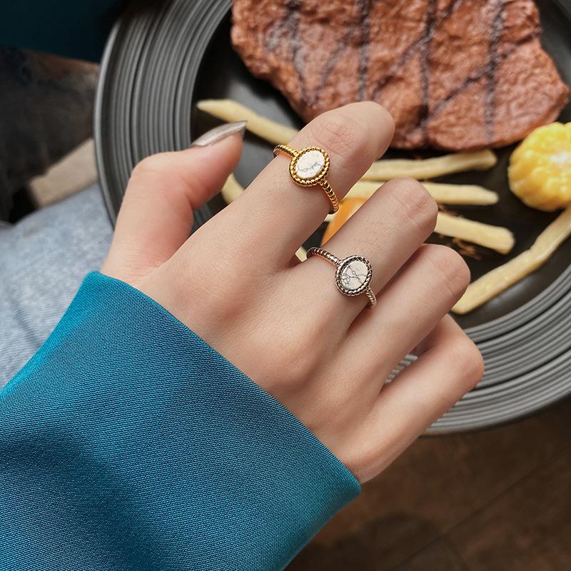 

Cluster Rings White Shell Woman Ring Adjustable Gold Punk Vintage For Female Stacking Jewelry Trend 2021 Fashion Women Accesorios KBR211, Golden;silver