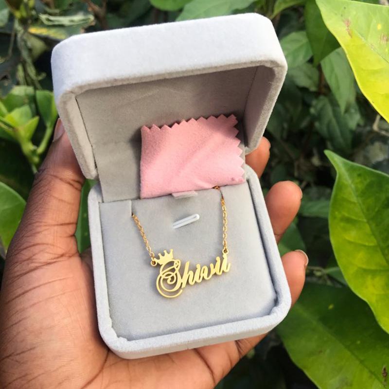 

Pendant Necklaces Custom Crown Name Necklace For Women Gold Stainless Steel Personalized Nameplate Jewelry Princess Christmas Gift