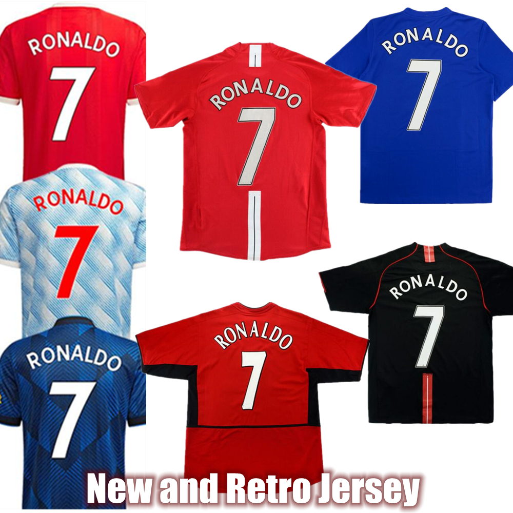 

RONALDO Manchester 2021-22 Soccer Jersey 07-08 retro jerseys BRUNO FERNANDES GREENWOOD SANCHO RASHFORD POGBA player version man kids football kit utd, 02-04 home ronaldo