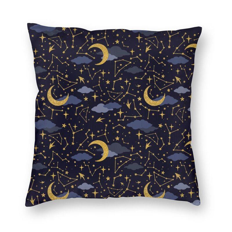 

Cushion/Decorative Pillow Celestial Stars And Moons In Gold Dark Blue Modern Throw Cover Home Decor Aesthetic Night Sky Chair Cushion