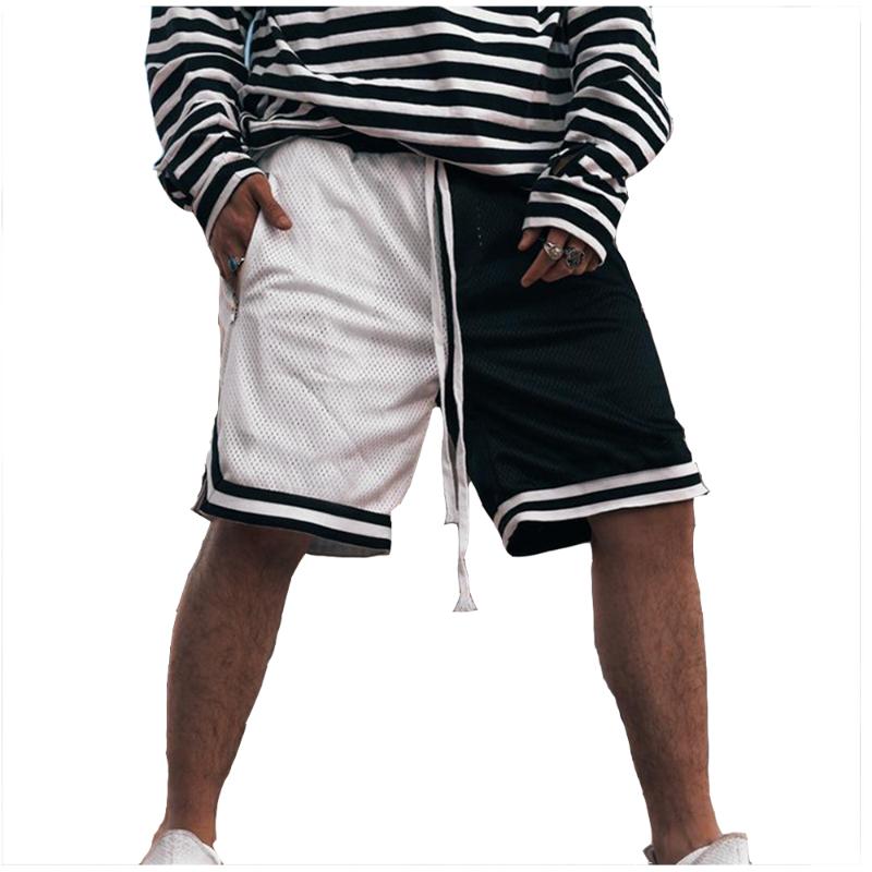

Men's Large, Quick Drying And Loose Running Outer Shorts Sport, Leisure Comfortable Splicing Black White 5-point Pants, White;black