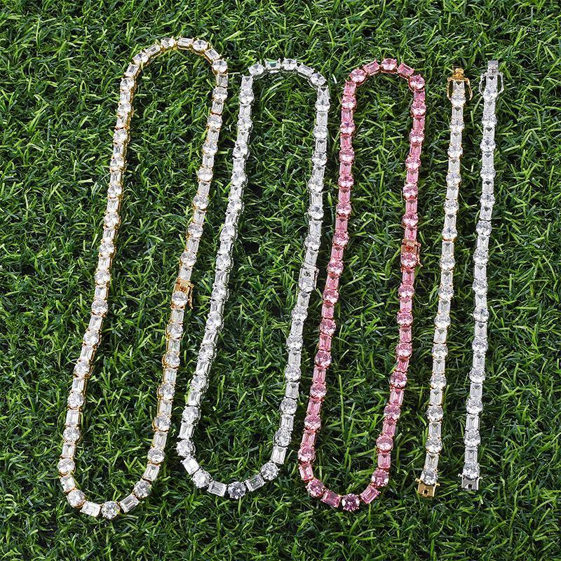 

Chains Hip Hop 7MM Iced Out Tennis Chain Pendant Cubic Zirconia Stones Necklace Men White Gold Plated Jewelry
