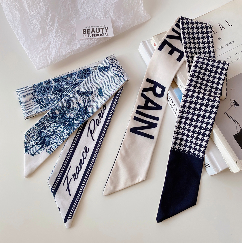 

Others Apparel Bind Bag Handle Silk Scarf Women Kerchief Scarves Ribbon Belt