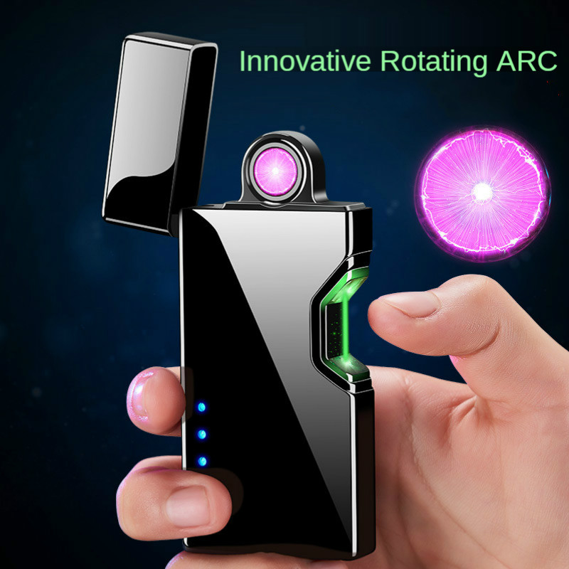 

USB Rechargeabe aser Induced Doube ARC Coo Eectric Pasma ighter Windproof Fameess Cigarette Encendedores