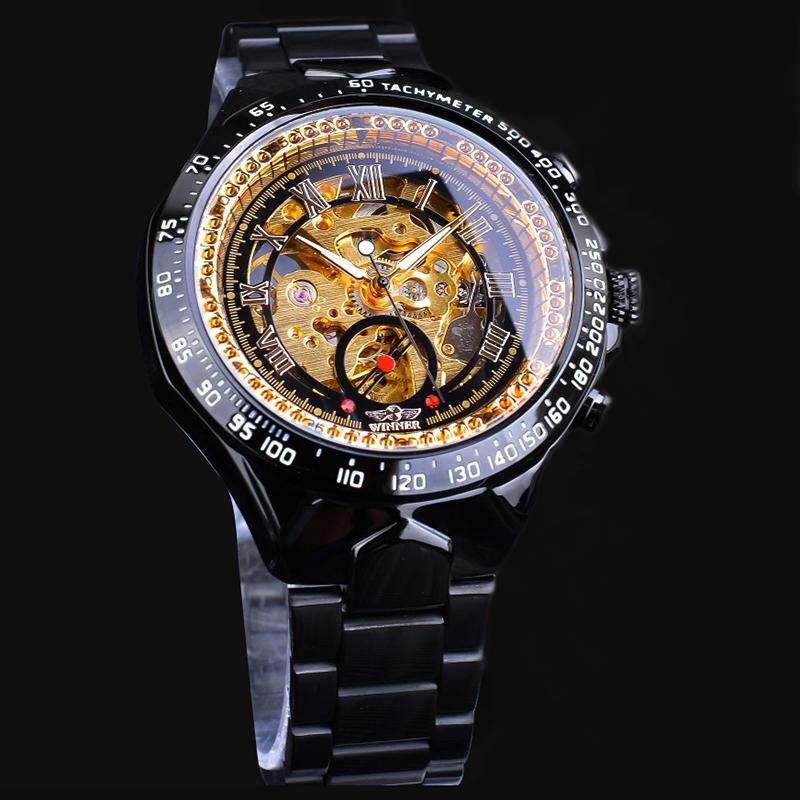 

Wristwatches 2022 Luxury Skeleton Men Mechanical Watch Business Sports Fashion Montre Automatique Homme Luxo Relogio Masculino, Black silver 03
