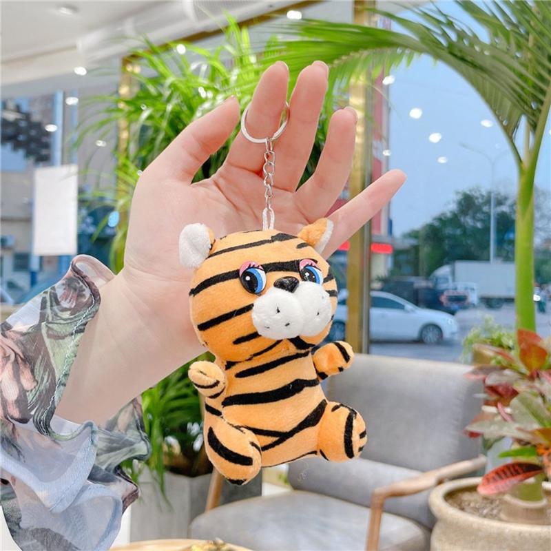 

Keychains 1PC Cute Plush Doll Tiger Key Chains Kawaii Stripes Pendant Car Ring Bag Pendants Friends Gifts Fashion Jewelry, Silver