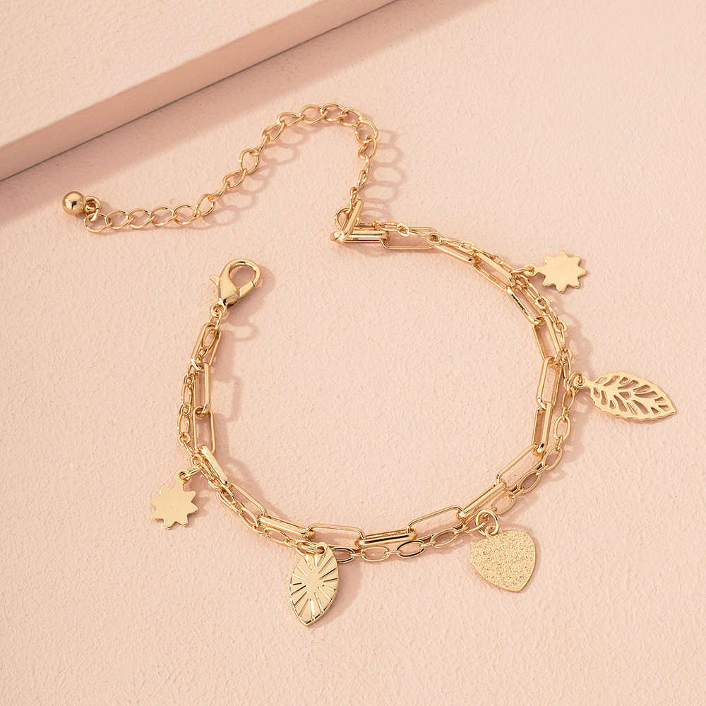 

Hand catenary Qingdao jewelry simple love double layer Bracelet women's net red fashion design style bracelet, Black