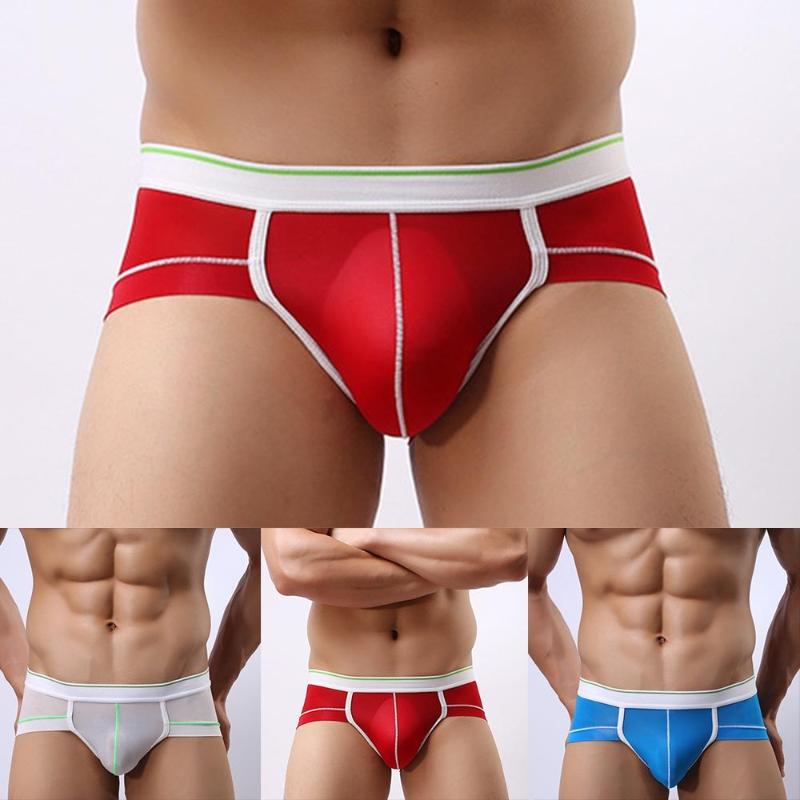 

Underpants Triangle Men Sexy Cool Boxer Brief Soft Underwear Men's Translucent Ice Silk Low-rise Small Briefs, Black;white