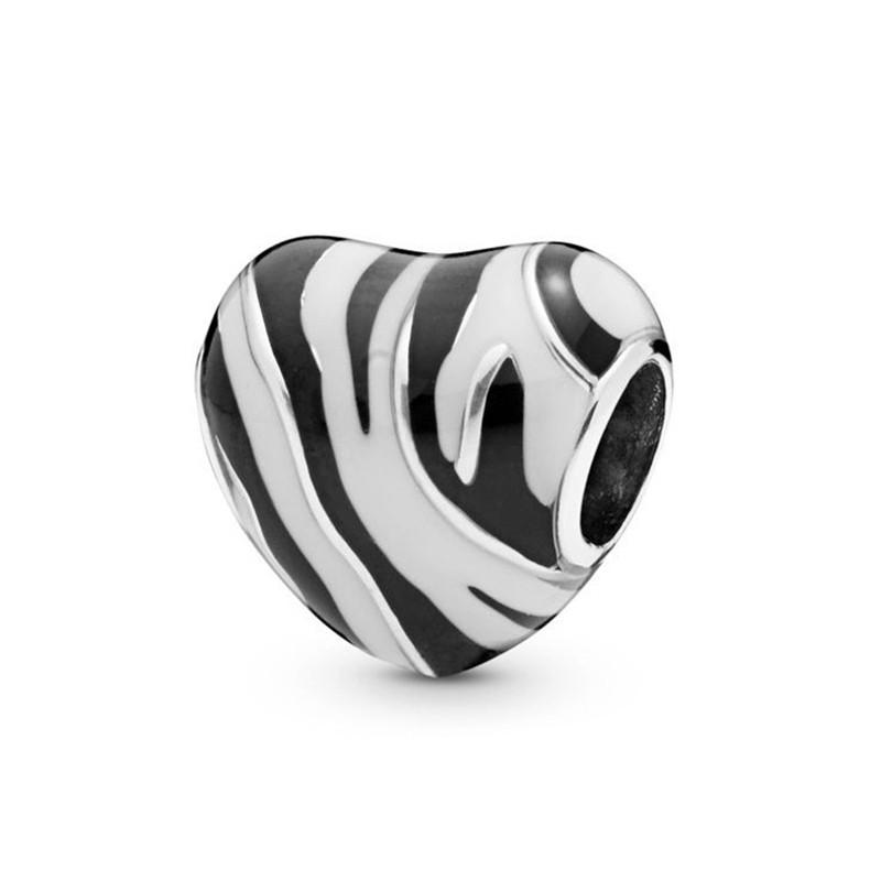 

Charms Qikaola Authentic 925Sliver Zebra Striped Beads Fit Original Design Bracelet DIY Jewelry Making CMC014, Bronze;silver