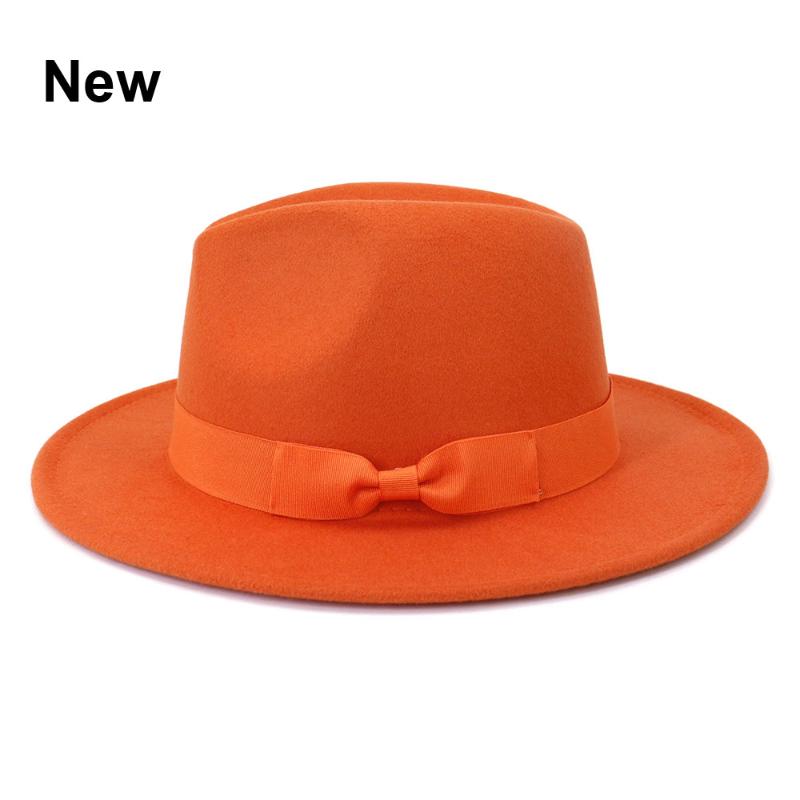 

Wide Brim Hats Autumn Winter British Classic Jazz Panama Woolen Felt Fedora Hat For Women Men Ribbon Belt Caps, Blue;gray