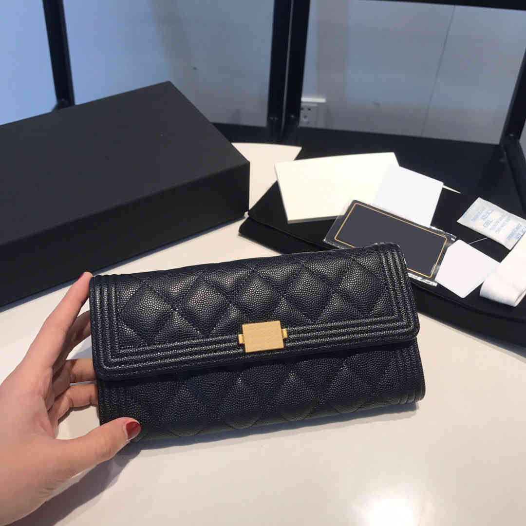 

2021 new high end customized luxury women's long purse caviar leather leisure fashion pocket card bagJGY6