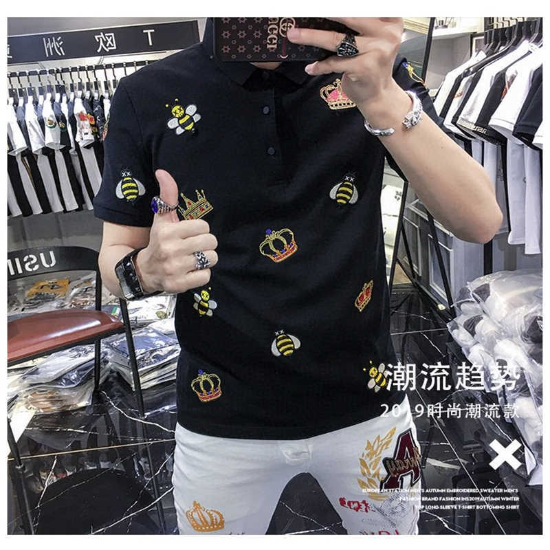 

Men's Polos European recreational brand embroidered short sleeve polo top quality shirt of men luxury design QN4X, White
