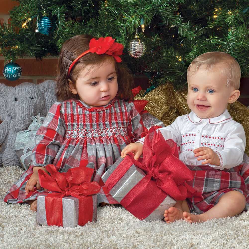 

2Pcs Boys Girls Spanish Clothing Smocked Dress Toddler Shirt Pants Sets Vintage Dresses Sister Brother Clothes 210615, Red dress