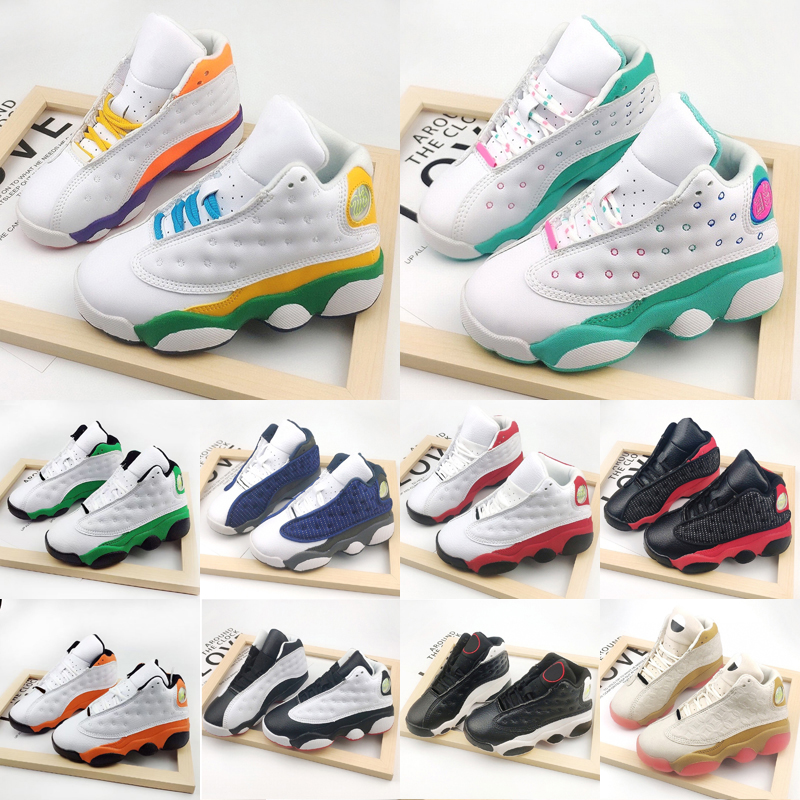 

Jumpman 13 Kids Basketball Shoes 2021 White Lucky Green Starfish CNY He Got Game Chicago Babys Toddler Children Outdoor Sneakers Size 22-35, As photo 10