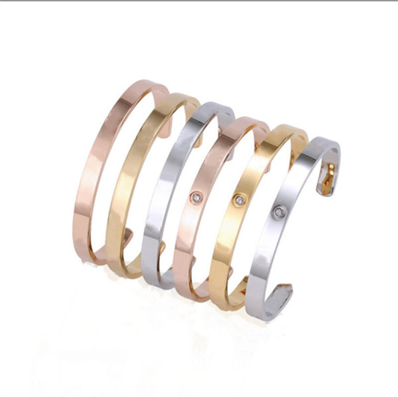 

Silver women bracelet Christmas gifts luxury mens jewellery stainless steel gold lovers fashion leisure simple wedding bride barcelets couple bangles jewelry