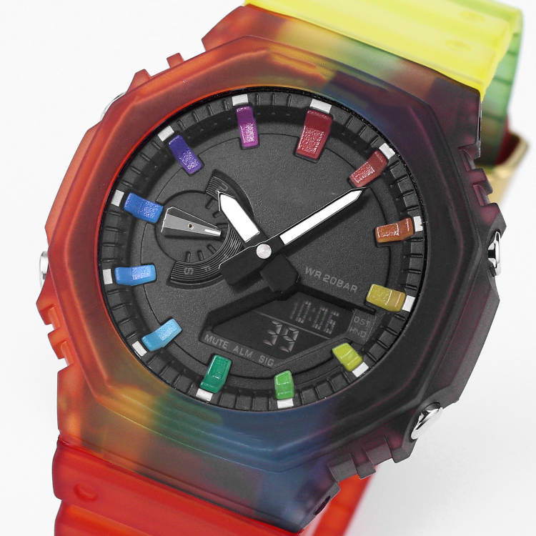 

Men's Quartz Digital 2100 Sports Watch Jelly Color LED Dual Display High Quality