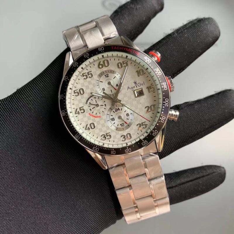 

Wristwatches Men Automatic Mechanical Stainless Steel Bracelet Black Leather White Number Dial Watch Sapphire