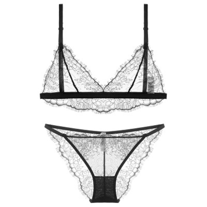Bra Set 1619 Ultra Thin Lace Sexy Triangle Cup Temptation Transparent Comfortable Rimless Suit-image-680126816