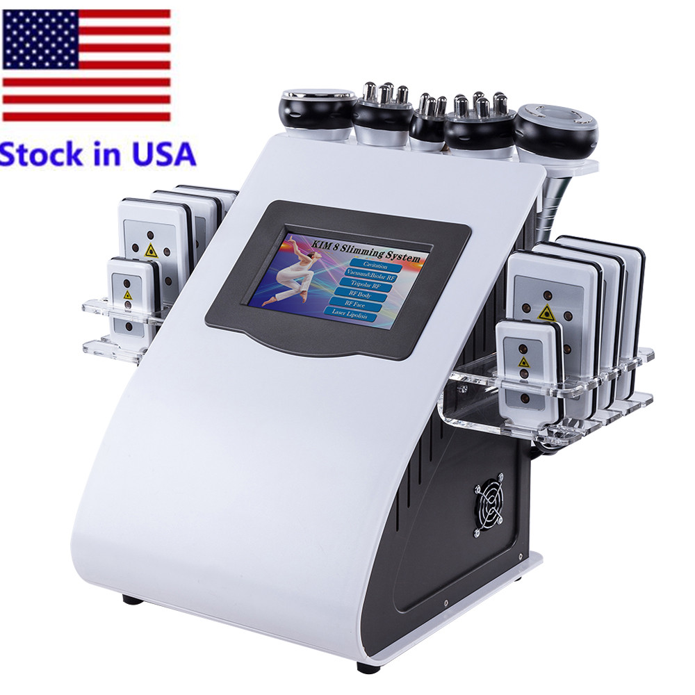 

Stock In US Ultrasonic Cavitation Slimming Machine 6In1 Lipo Laser Body Vacuum Radio Frequency RF Salon Spa Diode Lipolaser 8 Pads Burning Fat Equipment