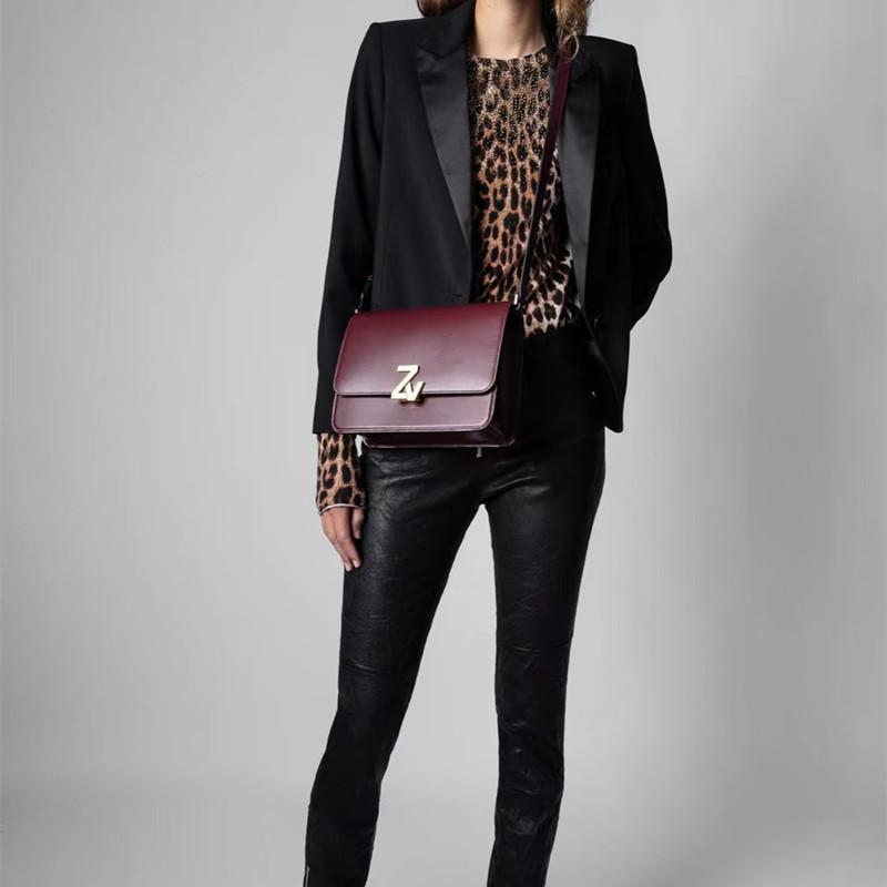 

Waist Bags Women's Genuine Leather Messenger Bag Letter Buckle Wing Decoration 2021 Fashion Ladies Single Shoulder