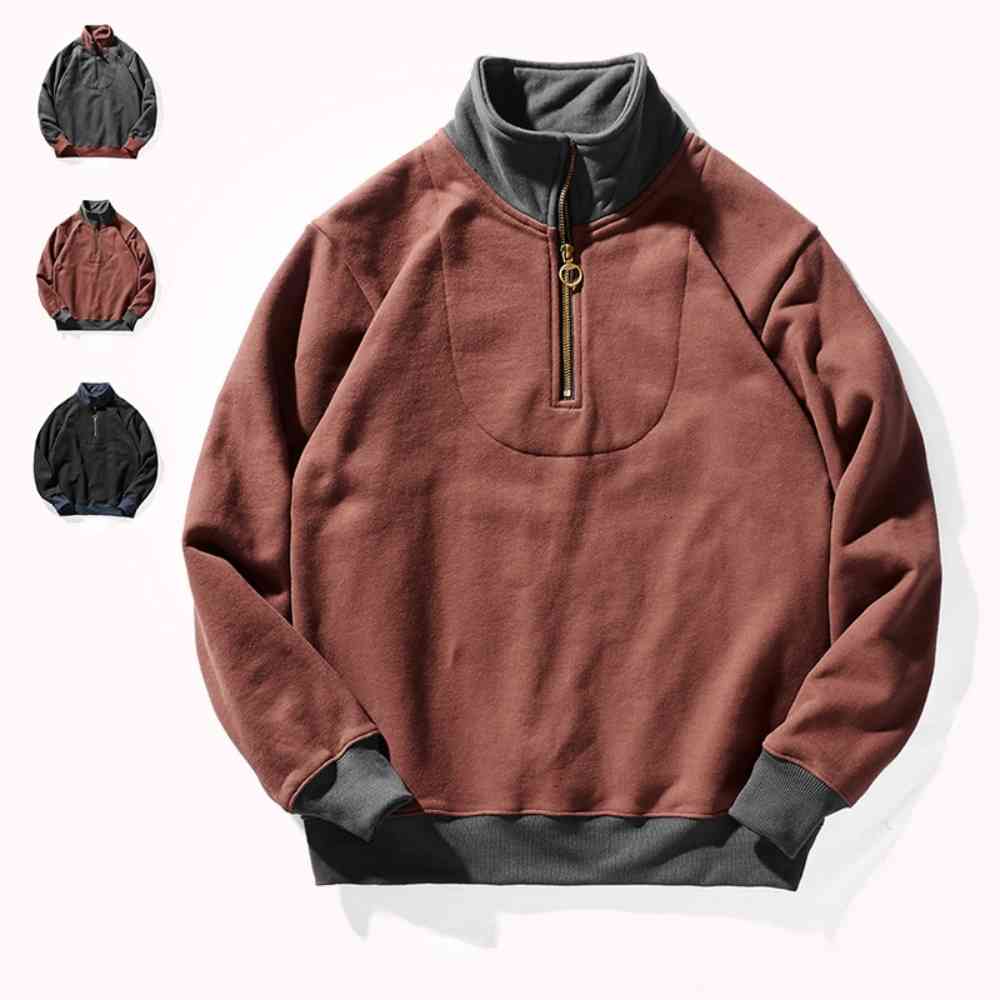 

men's hoodies & sweatshirts casaco de retalhos contraste cor engrossado lÃ£ nova gola outono e inverno masculino caw3, Black