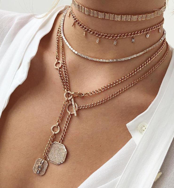 

Chains JANKELLY Fashion Blue CZ Long Necklace Women Famous Better White Gold Color Crystal Statement Necklaces & Pendants For Party1