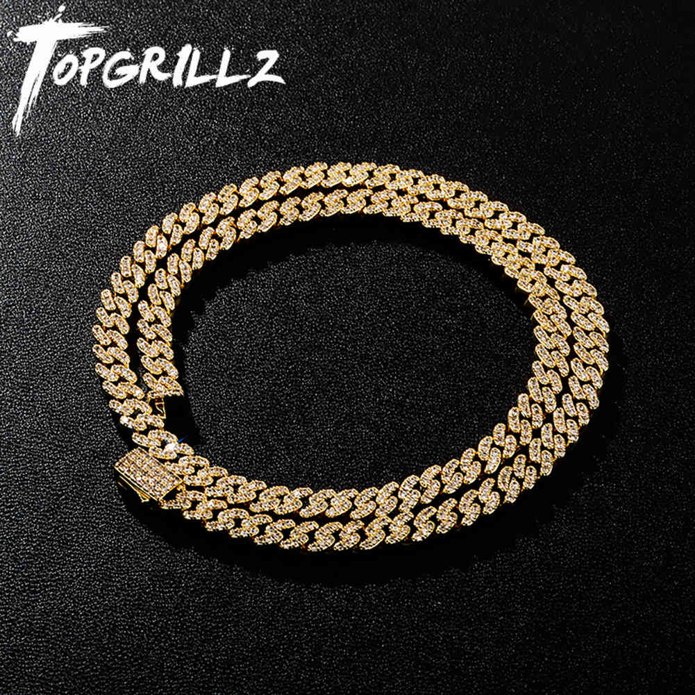 

TOPGRILLZ 6mm Cuban Chain Necklace High Quality Bling Iced Out CZ With Spring Clasp Hip Hop Personalised Jewelry Gift For Women X0509