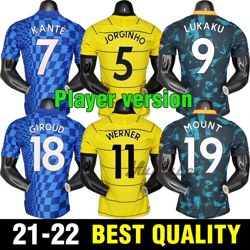 

21/22 Player-Version Werner Pinisic Ziyech Fussball Soccer Jersey 2021 Home Kante Havertz Abraham Chilwell Hemd Giroud Loftus-Backe Fußball Uniform