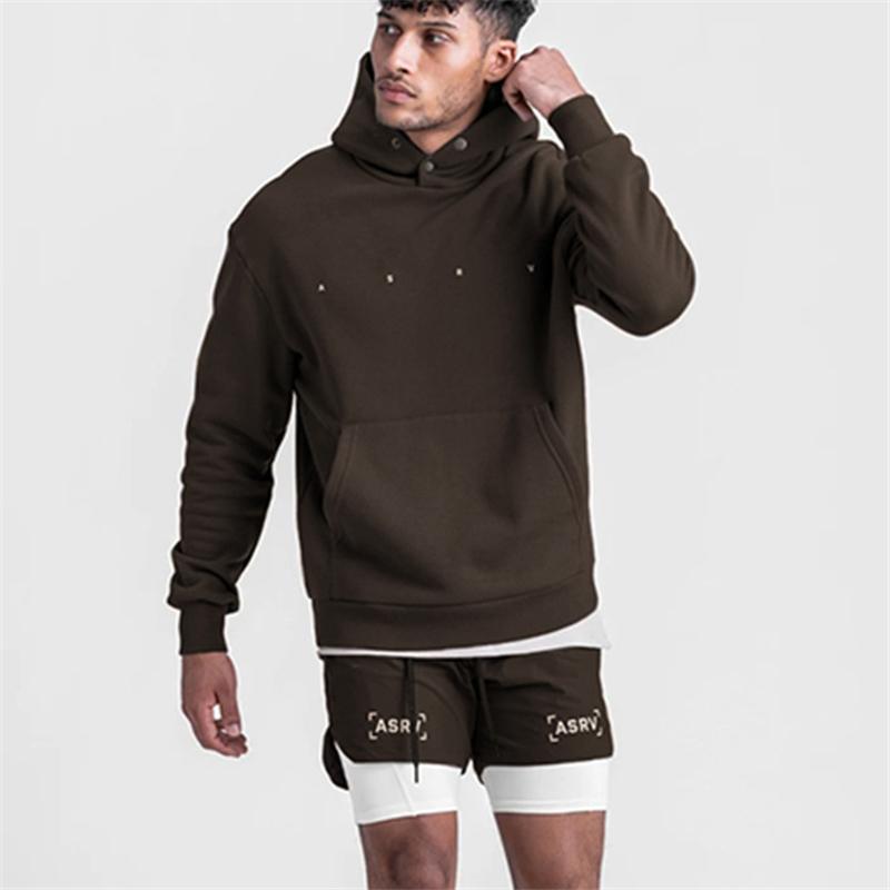 

Gym Clothing Button Collar Oversize Men's Hoodies Hoodie Clothes Bodybuilding Hooded Sweatshirt Cotton Sweatshirts Pullover, White;black