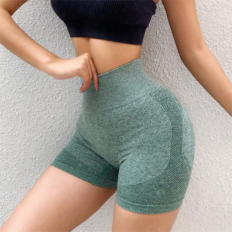 

Gym Clothing 2021 Womens Seamless Fitness Shorts High Waist Belly Breathable Stretch Yoga Female Sports Leggings Running -40, Black
