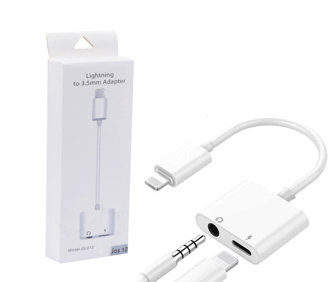 

2 in 1 Adapter AUX Charging Lightning to 3.5mm Cable Splitter For XS MAX XR X 7 8 Plus Splitte