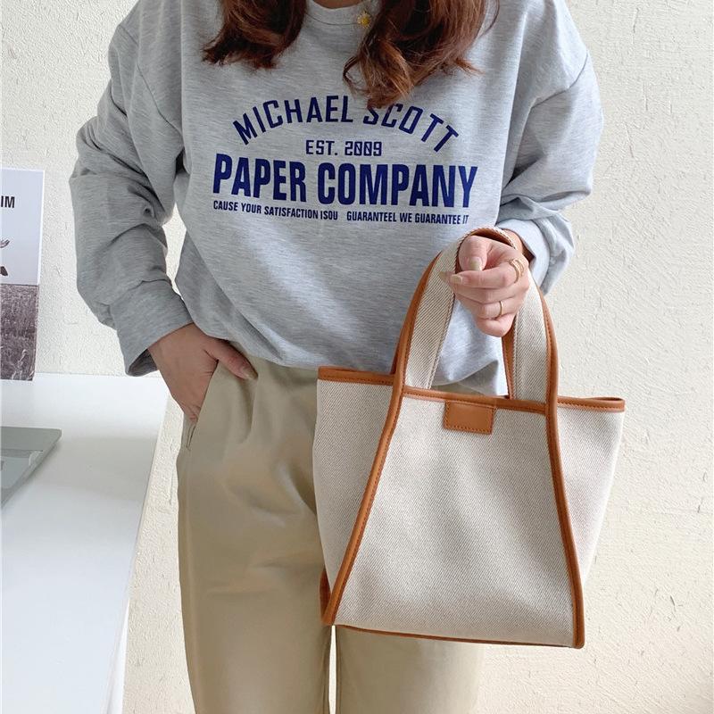 

Waist Bags Contrast Stitching Canvas Bag Polyester Lining Soft Surface Handbag Convenient Travel Basket Practical Small Square, Black