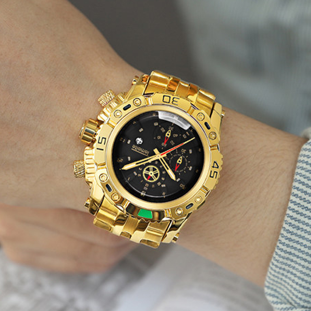

2022Temeite Golden Men's Watches Business Waterproof Quartz Watch Men Male Sport Wristwatch Relogio Dourado Masculino Dropshipping, Black