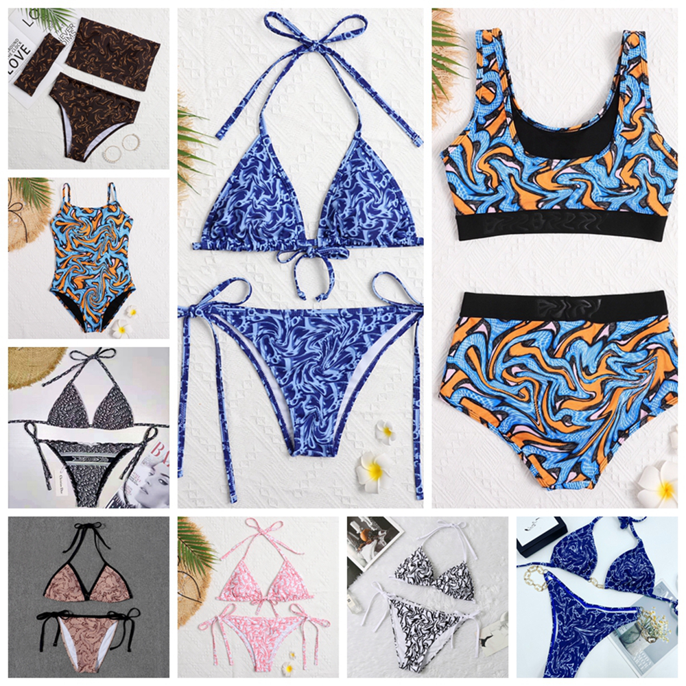 

Fashion Mix Styles Designer Swimsuit Women Textile Bikini Set Multicolors Summer Time Beach Bathing Suits Wind Swimwear High Quality, As show
