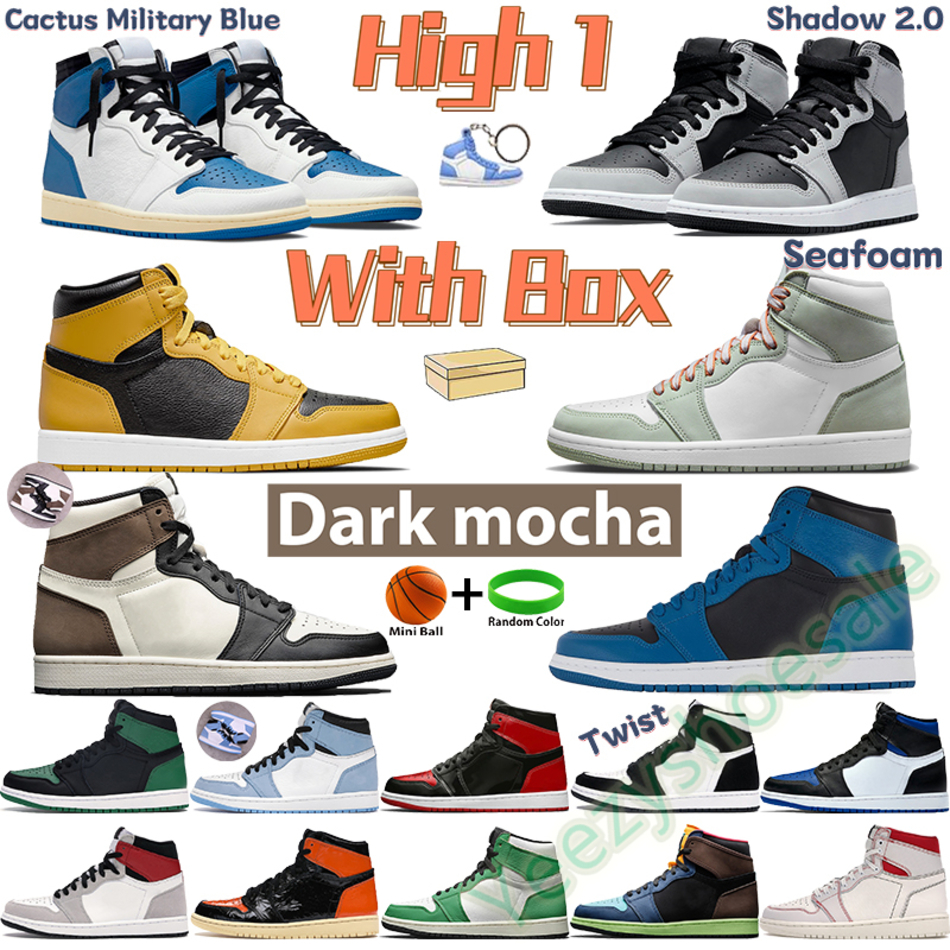 

High 1 1s basketball shoes seafoam cactus military blue dark mocha hyper royal patent bred chicago pine green black men designer sneakers, 01. cactus military blue