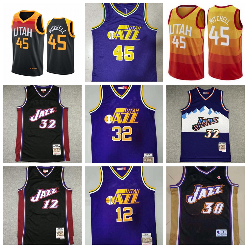 

basketball Jersey Utah's Jazz's Donovan's Donovan Mitchell John Stockton Karl Malone Arroyo 2022 jerseys., Black;red