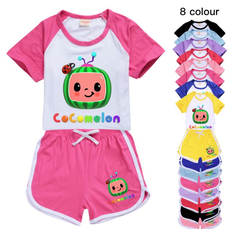 

Cocomelon Cartoon Printed Kids Sets Summer Tracksuit Short Sleeve +Shorts Set Two-piece Suit Clothing Candy Colors Casual Outfits Clothes