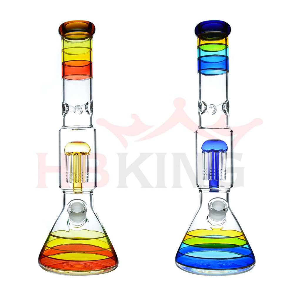 

16 Inch Tall Big Glass Bong Hookah Tree Perc Water Pipe With Downsteam And Bowl