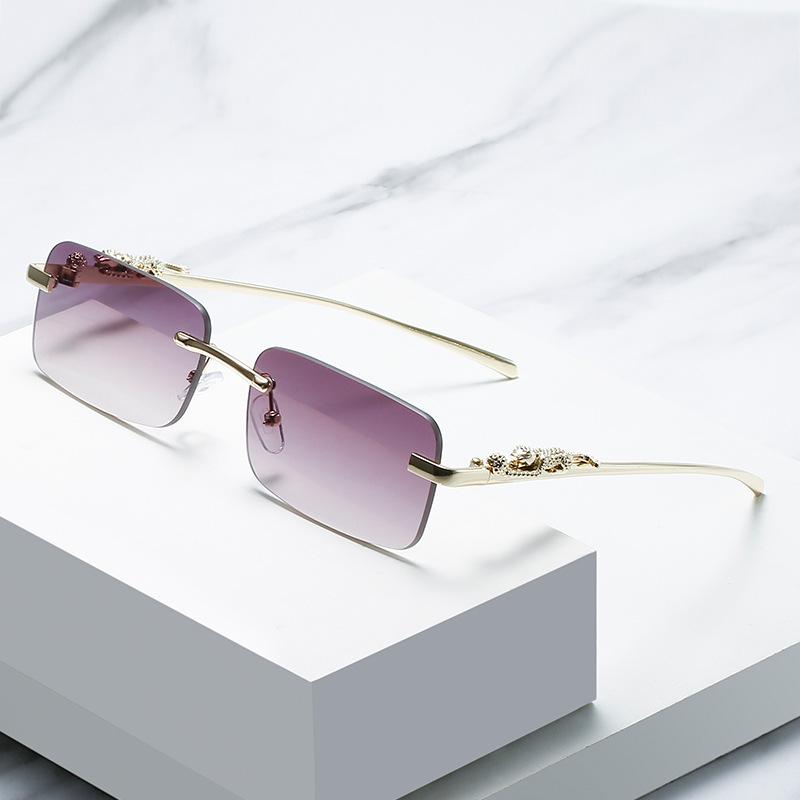 

Sunglasses Retro Rimless Rectangle Women Fashion Brand Designer Clear Ocean Gradient Lens Shades UV400 Men Sun Glasses 2022, White;black